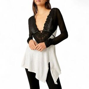 Free People Rendezvous Top - Black/White Stripe - Elena Gilbert Core - Size L